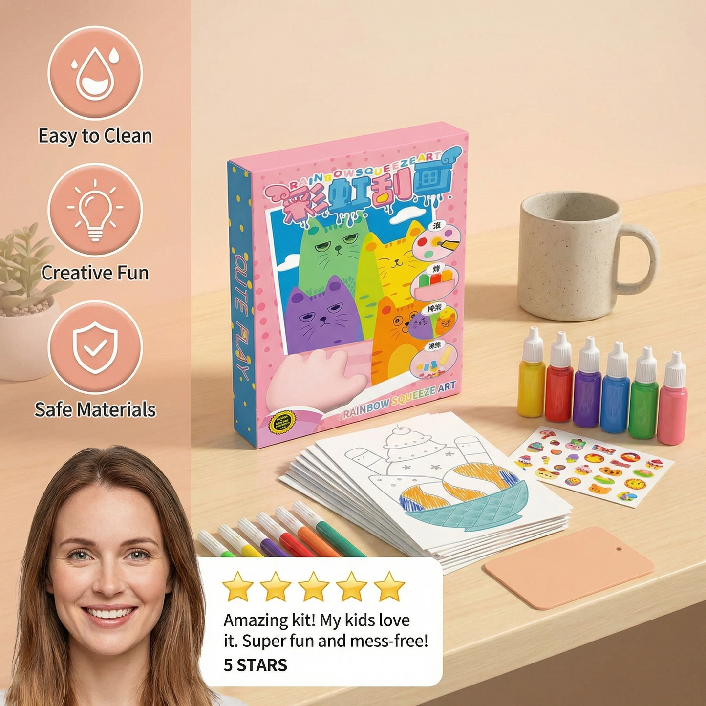Creative Rainbow Colours Wipe Art Set