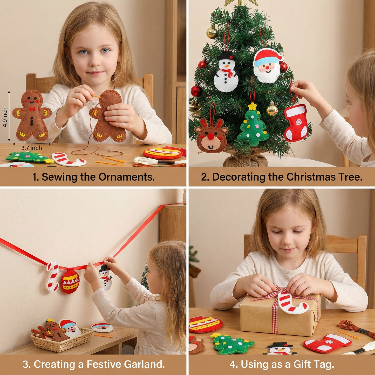 Safe DIY Felt Christmas Sewing Set