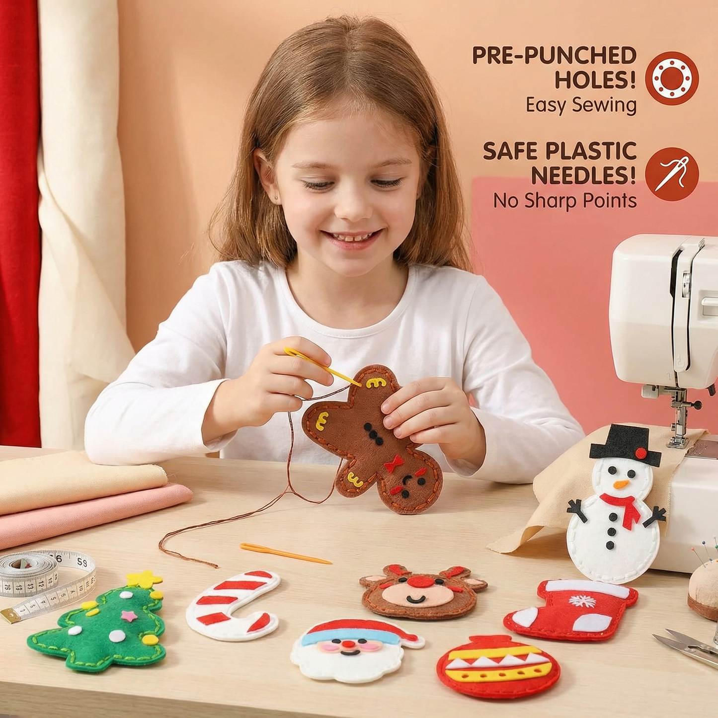 Safe DIY Felt Christmas Sewing Set