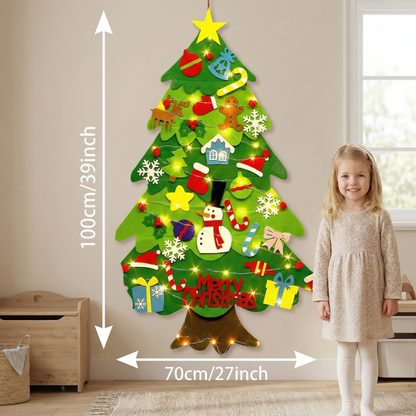 Montessori Felt Christmas Tree With Fairy Lights