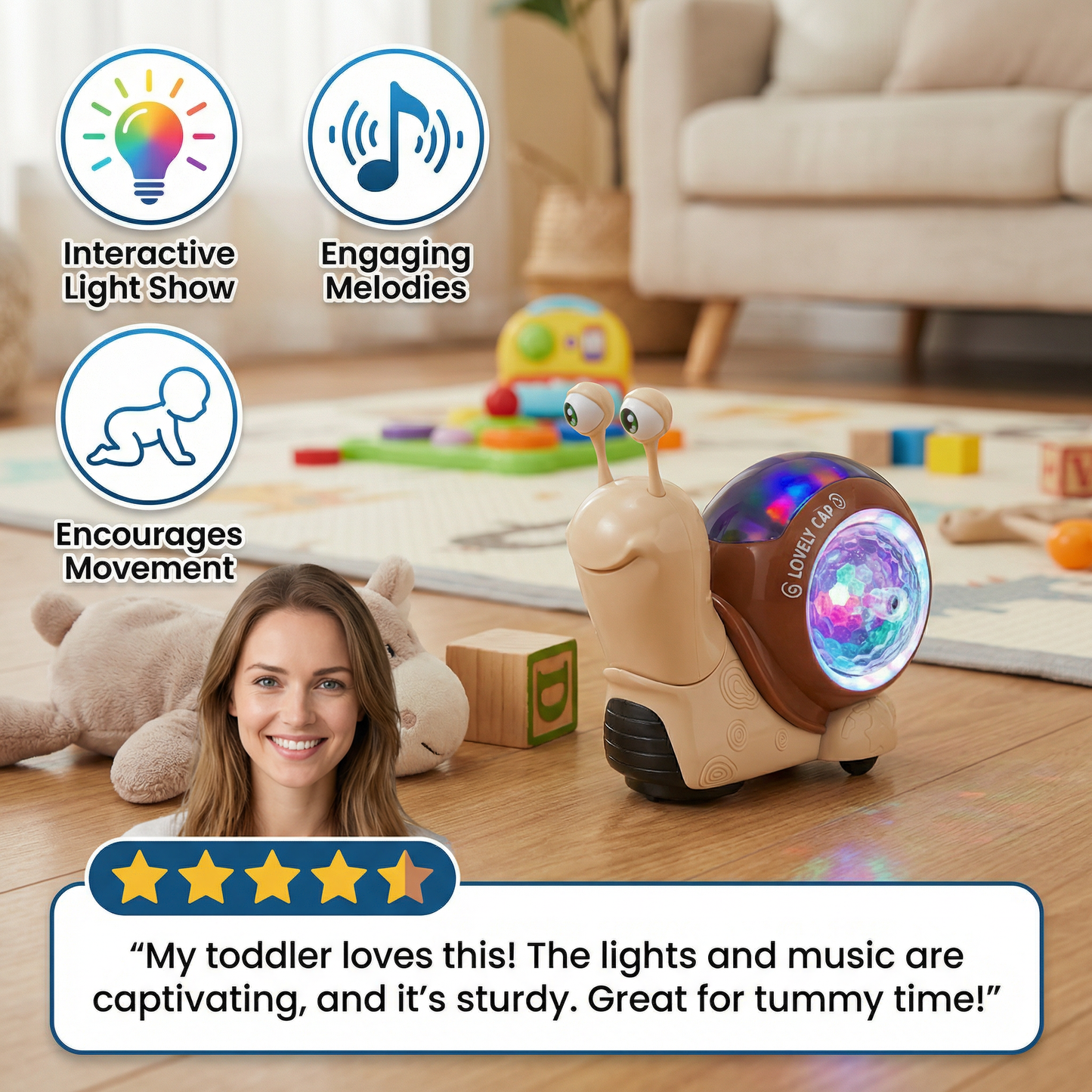 Light-up and Music-Playing Snail Crawling Toy