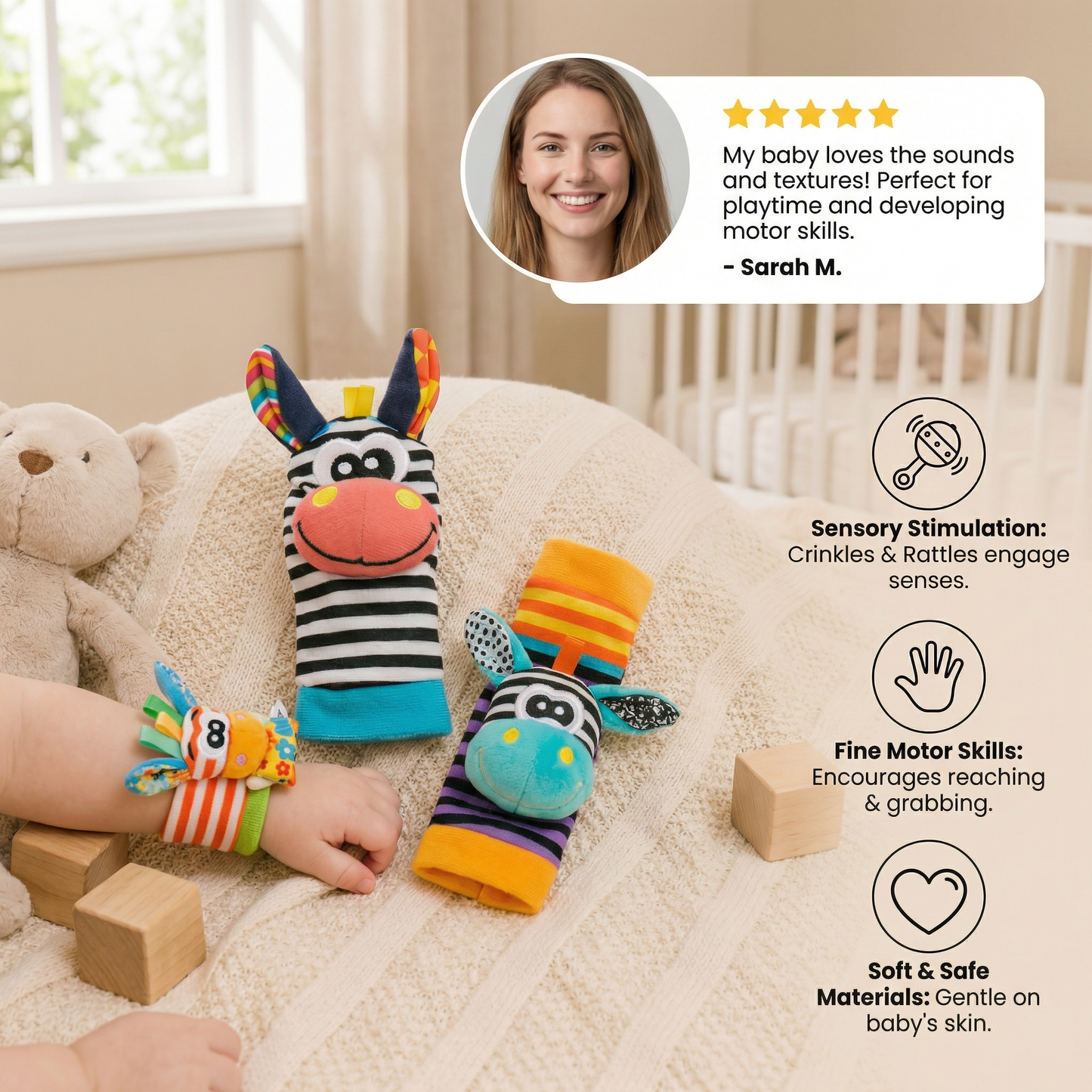 Sensory Baby Plush Socks and Wristband
