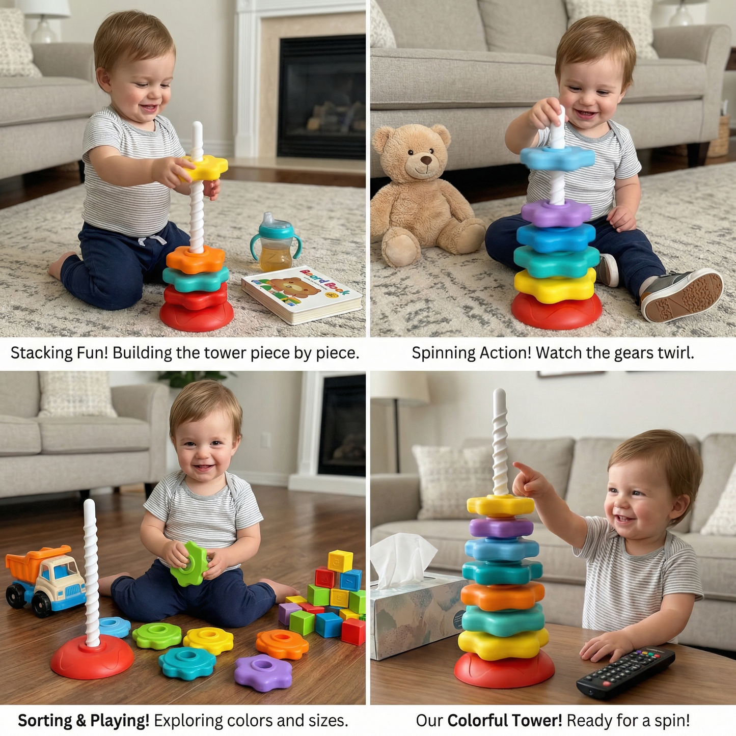 Rainbow Spinning and Colour Tower Toy