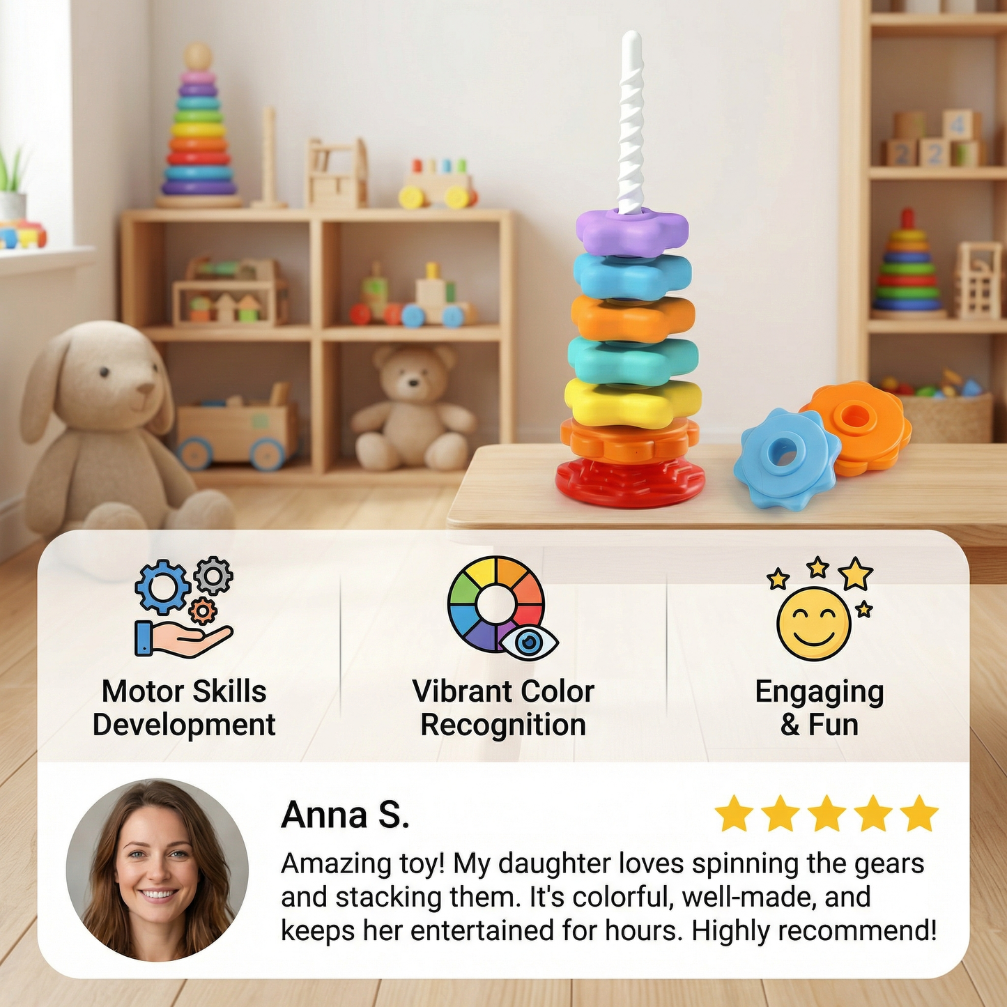 Rainbow Spinning and Colour Tower Toy