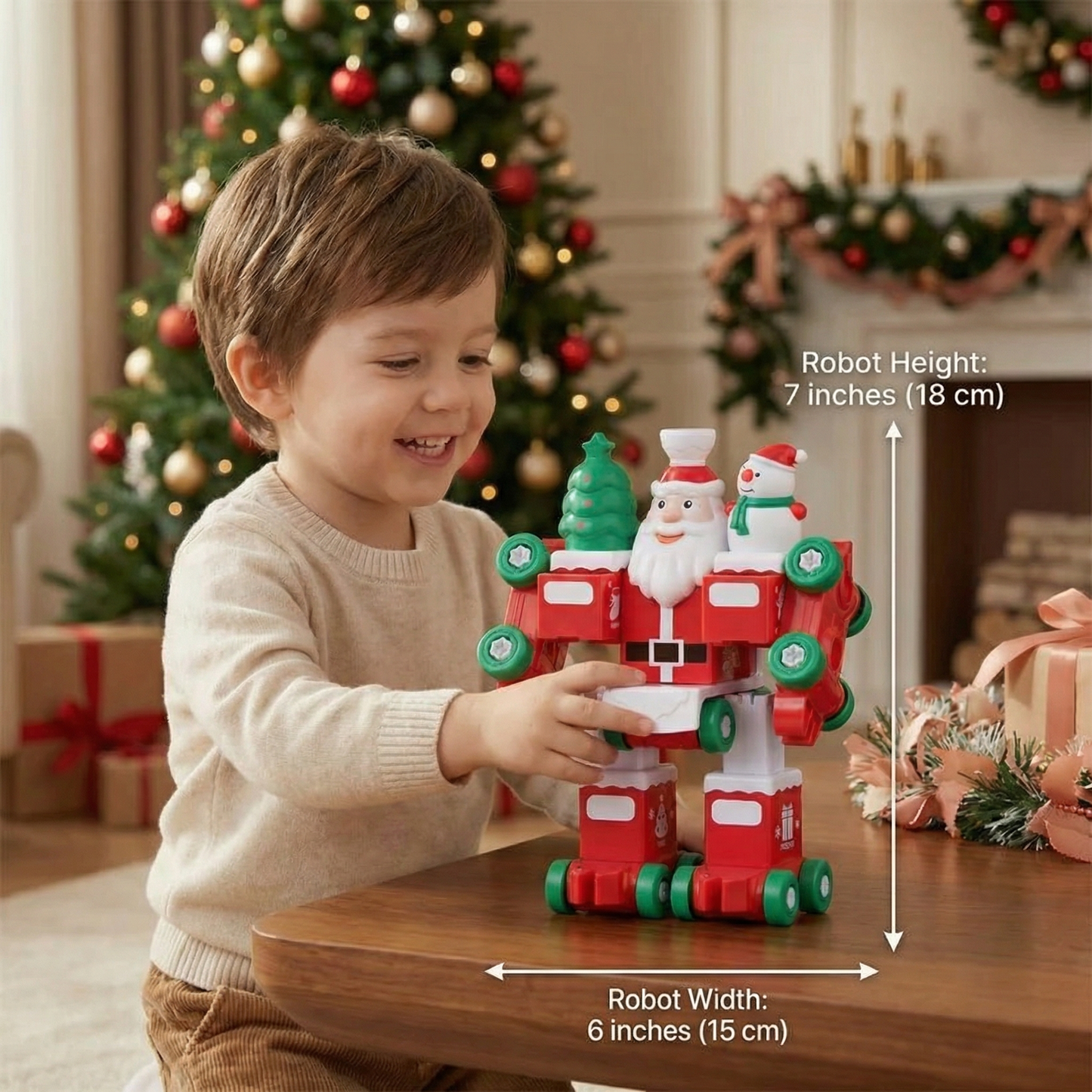 2-in-1 Transforming Christmas Train and Santa Robot