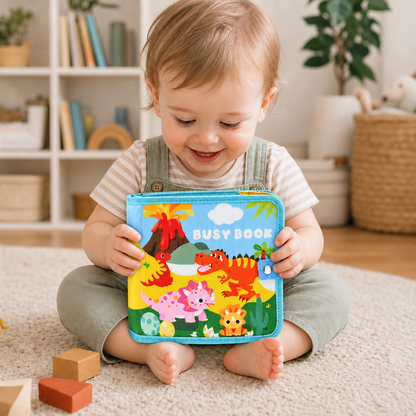 8-in-1 Montessori Dinosaur Busy Board Activity Book for Toddlers
