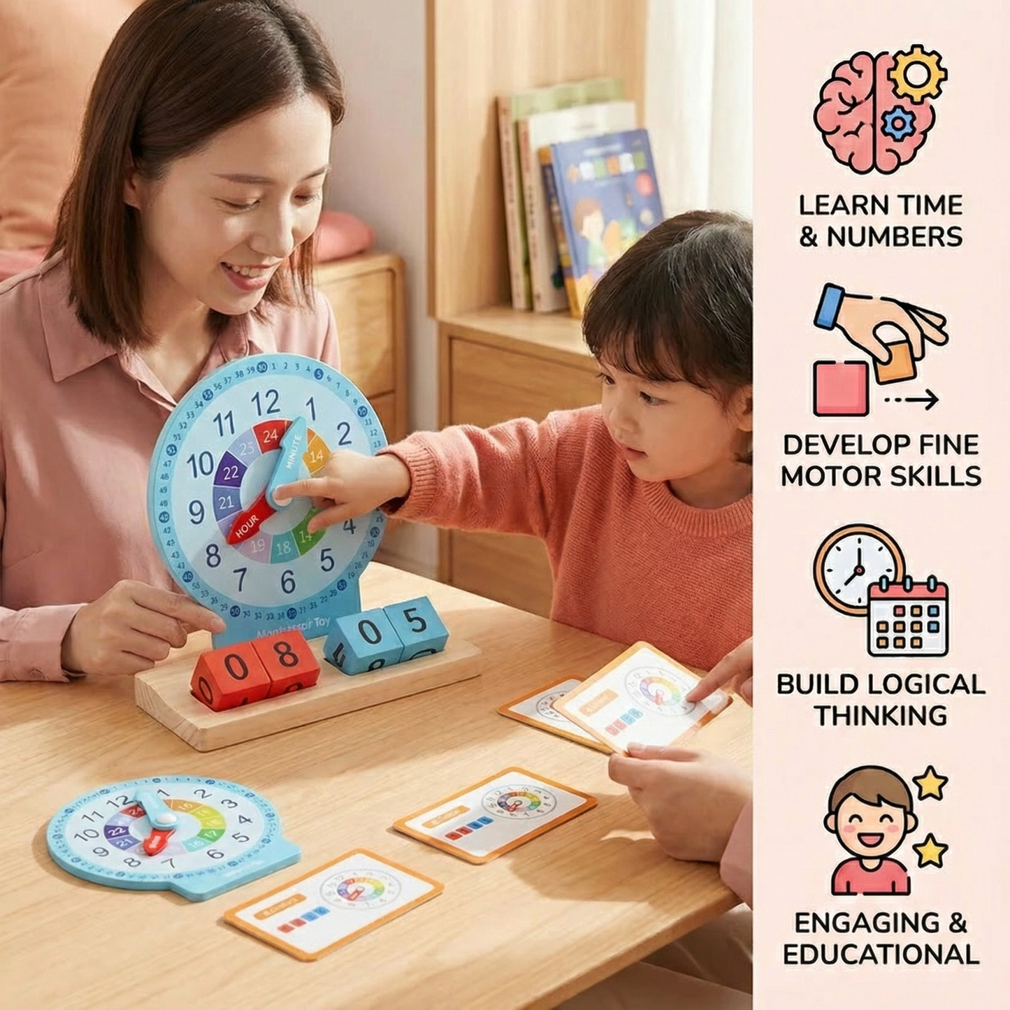 Educational Montessori Clock & Time Learning Toy