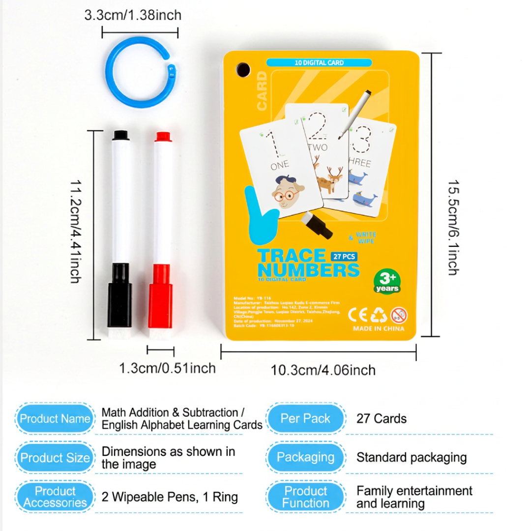 Reusable number and letter tracing book for children