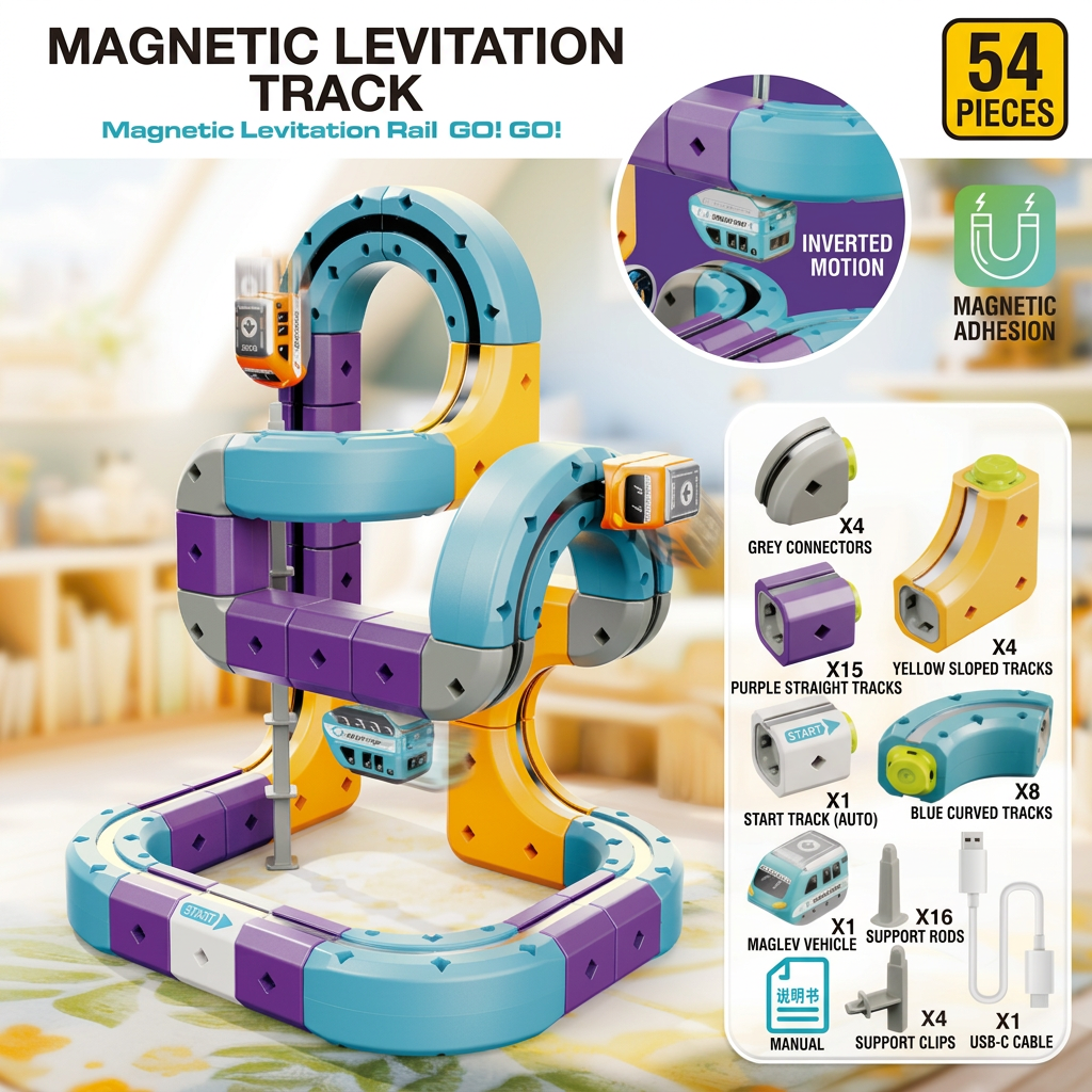DIY Gravity Cube Track Building Kit with Electric Train