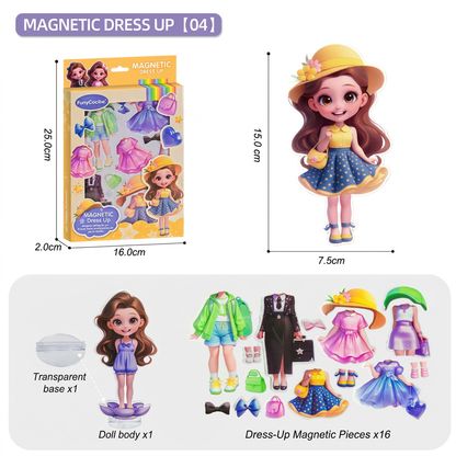 Magnetic Dress-Up Doll Set with Interchangeable Outfits