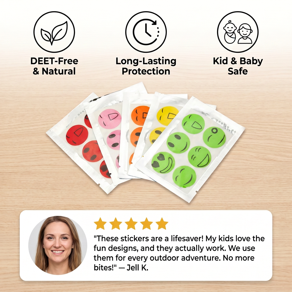 Natural mosquite repellent stickers for kids and babies