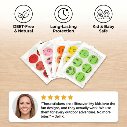 Natural mosquite repellent stickers for kids and babies