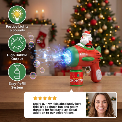 Electric Christmas Bubble Gun with Lights & Sounds for Kids