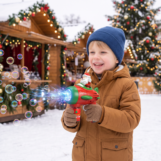 Electric Christmas Bubble Gun with Lights & Sounds for Kids