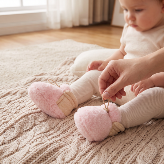 Warm & Cozy Fleece-Lined Cotton Baby Booties with Soft Soles