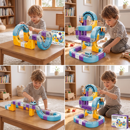 DIY Gravity Cube Track Building Kit with Electric Train