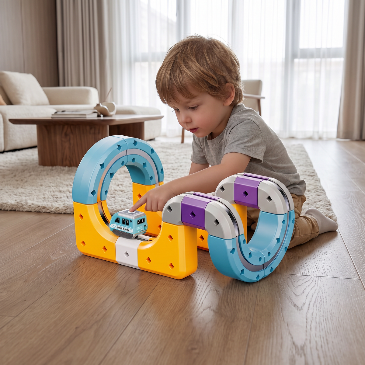 DIY Gravity Cube Track Building Kit with Electric Train