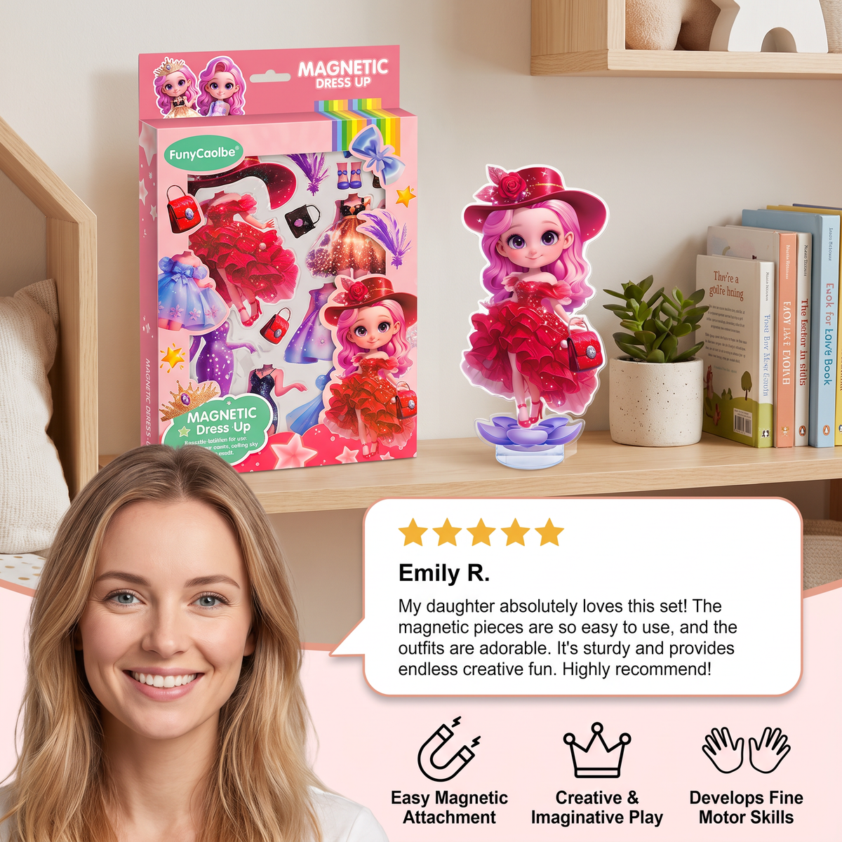 Magnetic Dress-Up Doll Set with Interchangeable Outfits