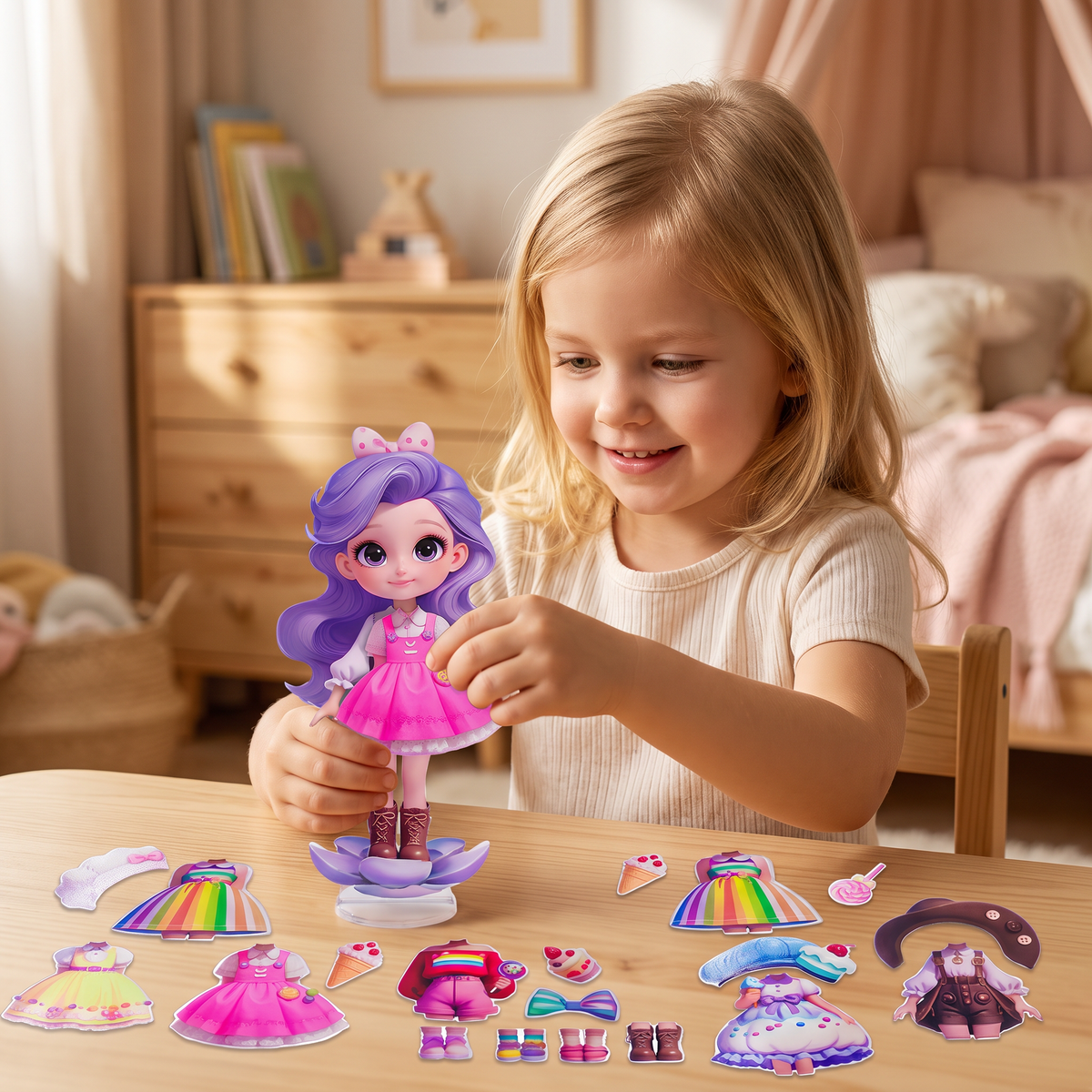 Magnetic Dress-Up Doll Set with Interchangeable Outfits