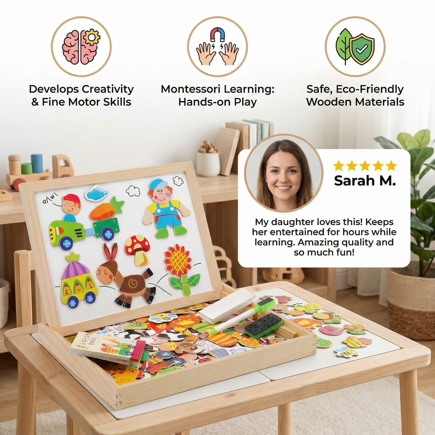 2-in-1 Montessori Magnet Drawing Board