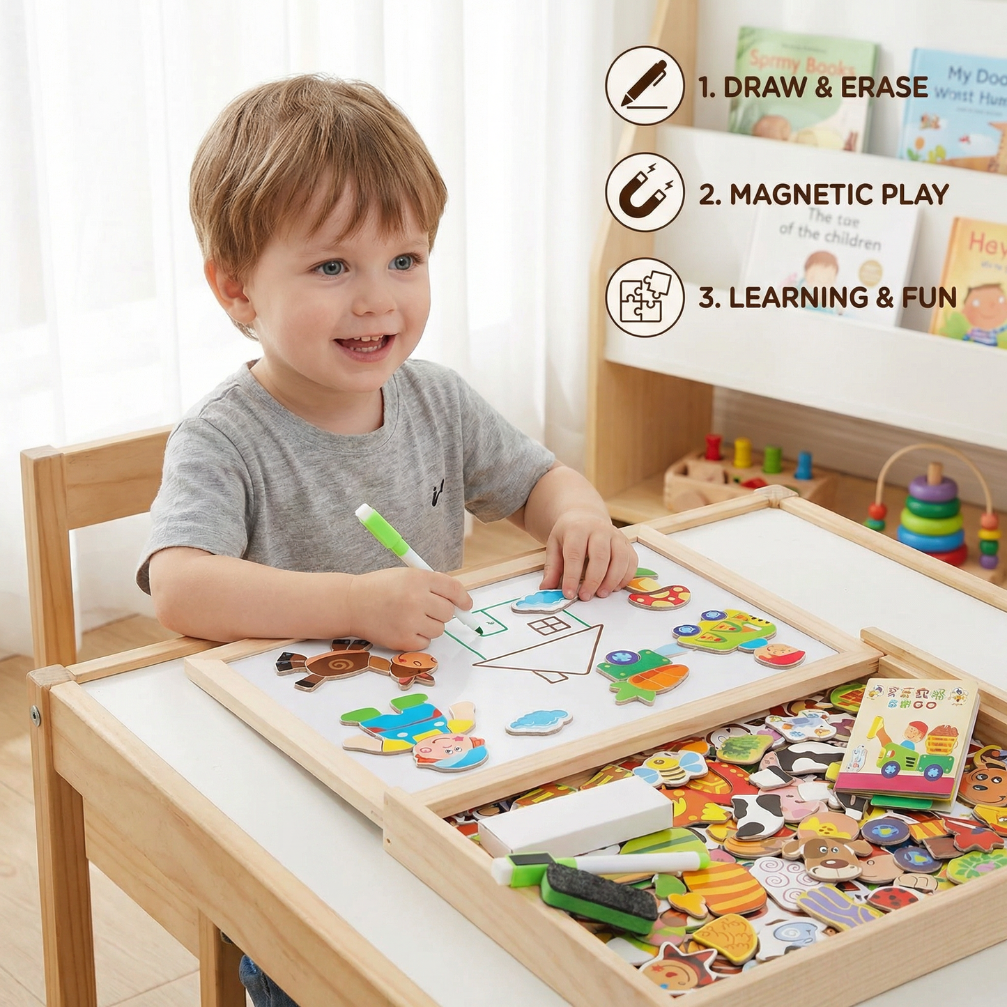 2-in-1 Montessori Magnet Drawing Board
