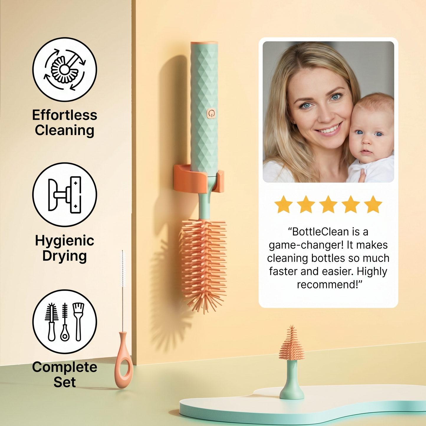 BottleClean - Electric Baby Bottle Cleaner Set