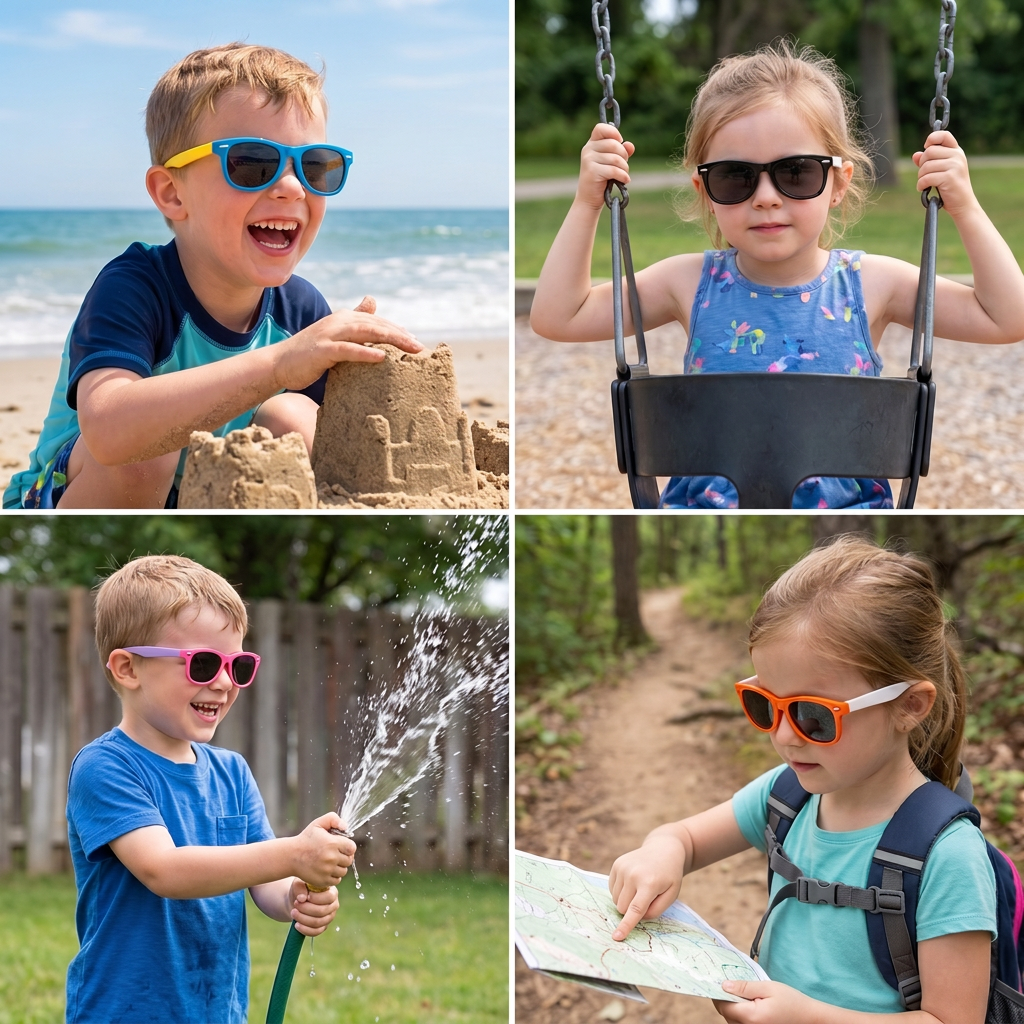 Kids flex sunglasses with flexible unbreakable frames