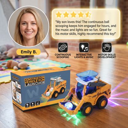 Musical Light-Up Excavator Toy with Continuous Ball Scooping Action