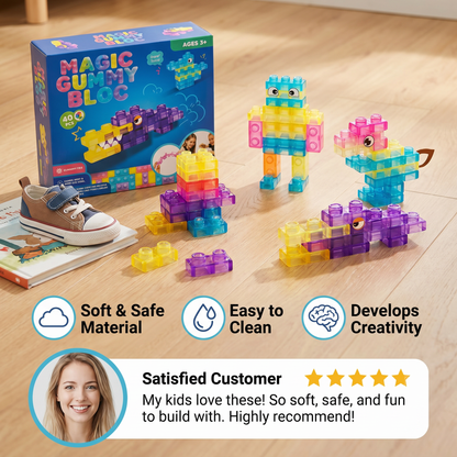 Magical gummy blocks, soft building blocks for children