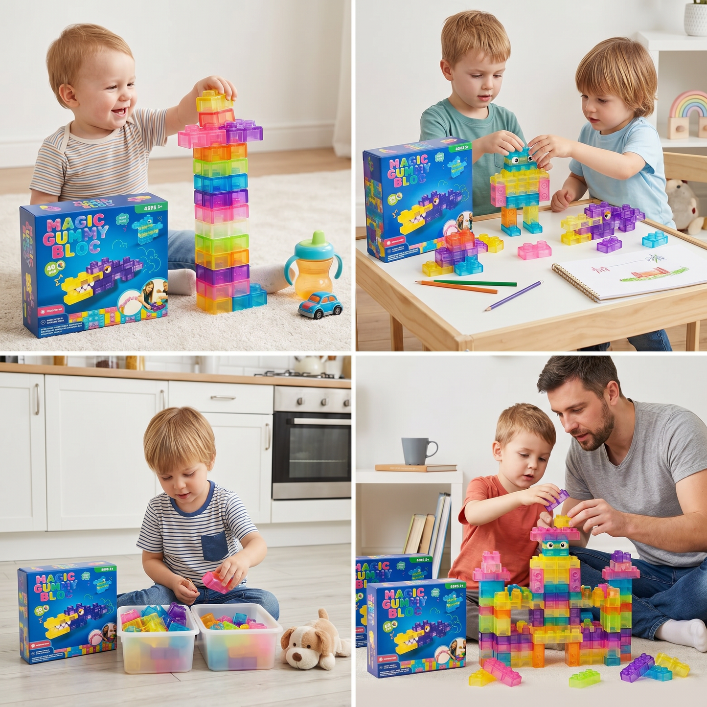 Magical gummy blocks, soft building blocks for children