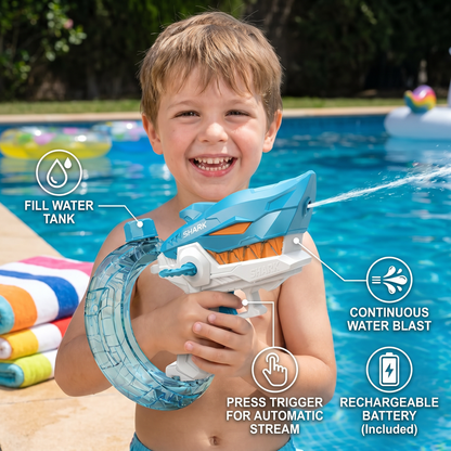 Electric Shark Water Gun for Kids – Fully Automatic Water Blaster for Hot Summer Fun