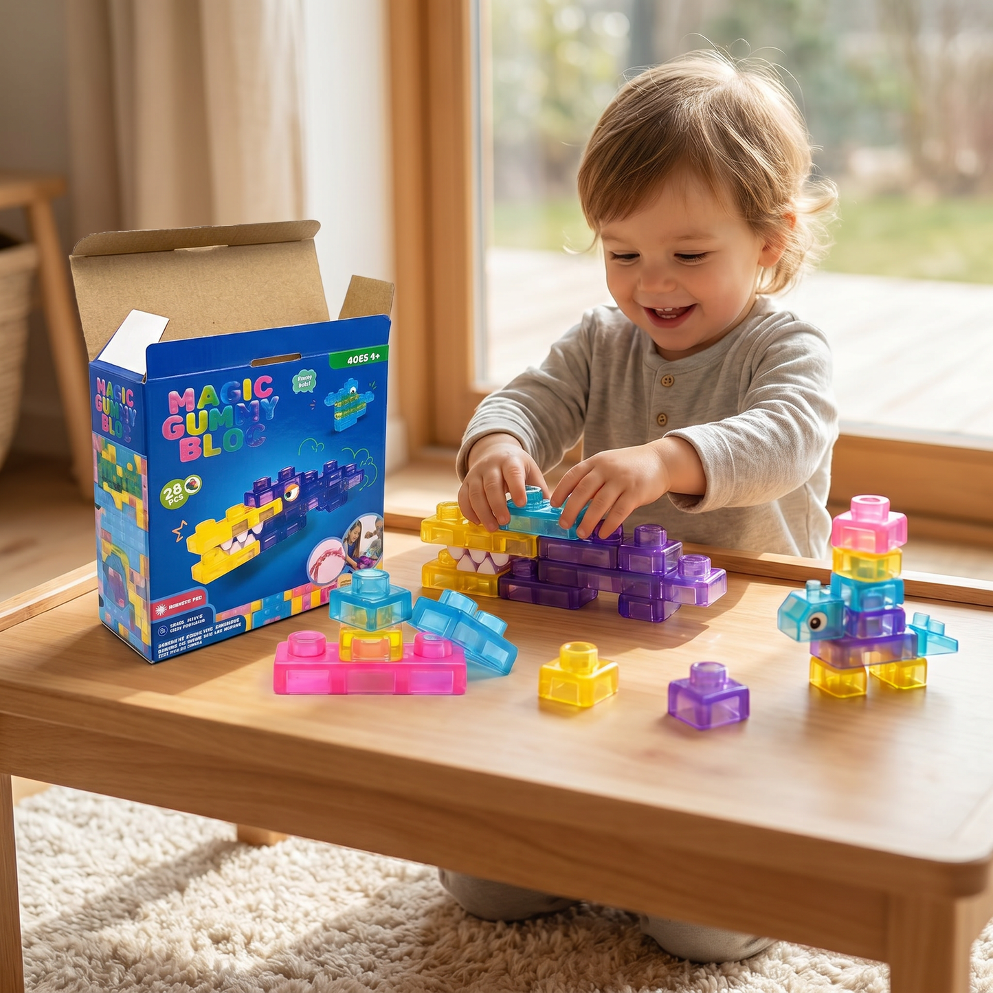 Magical gummy blocks, soft building blocks for children
