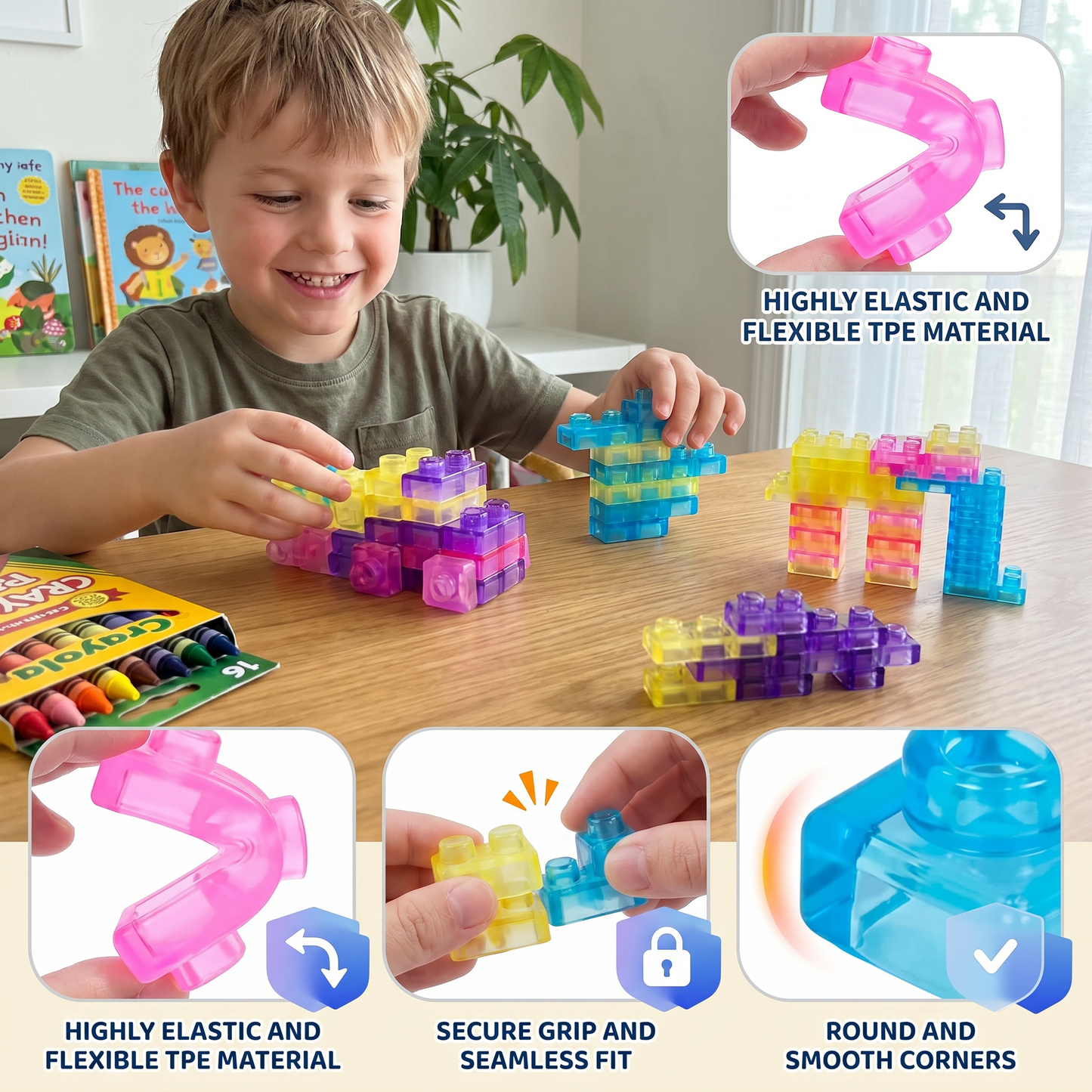 Magical gummy blocks, soft building blocks for children