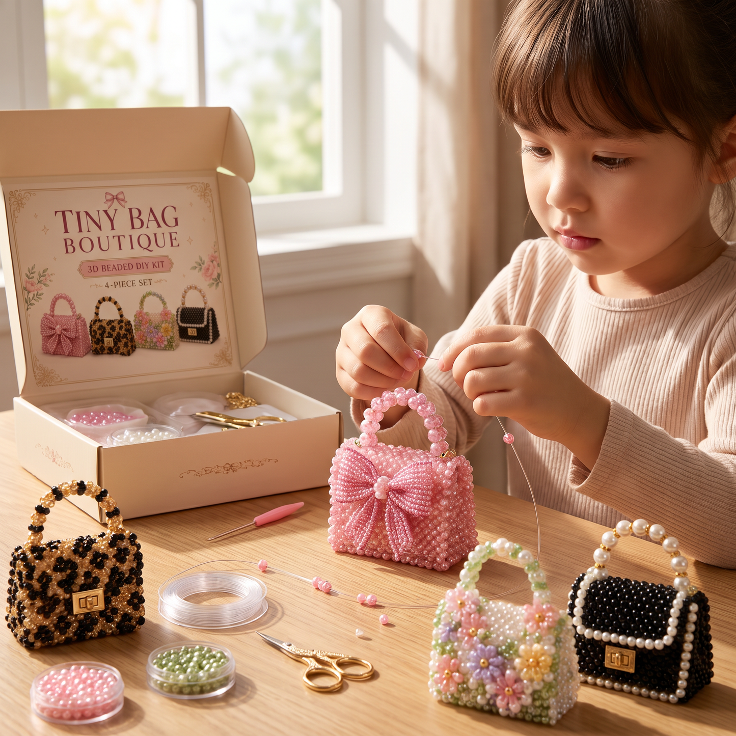 3D Beaded Animal Craft Kit – DIY Mini Bead Art Set for Beginners