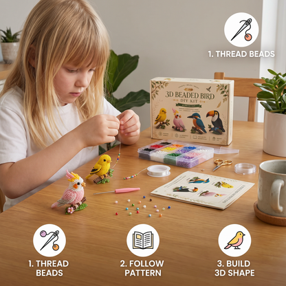 3D Beaded Animal Craft Kit – DIY Mini Bead Art Set for Beginners
