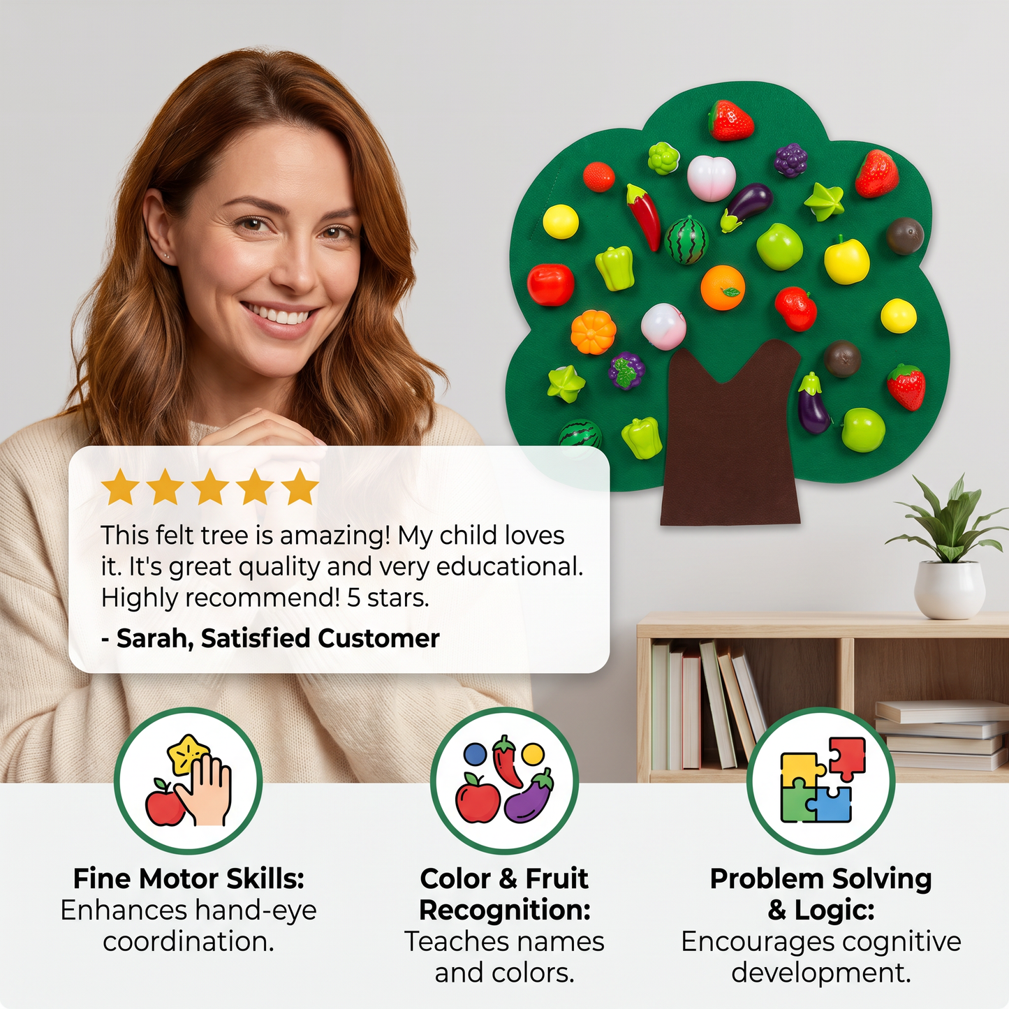 Felt Fruit Tree Activity Board – Montessori Learning Toy