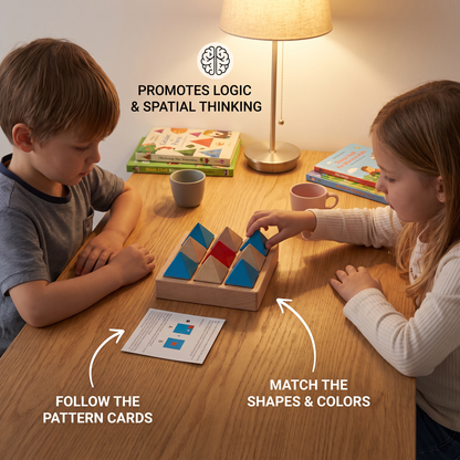 Wooden Geometric Pattern Puzzle – Logic & Spatial Thinking Game
