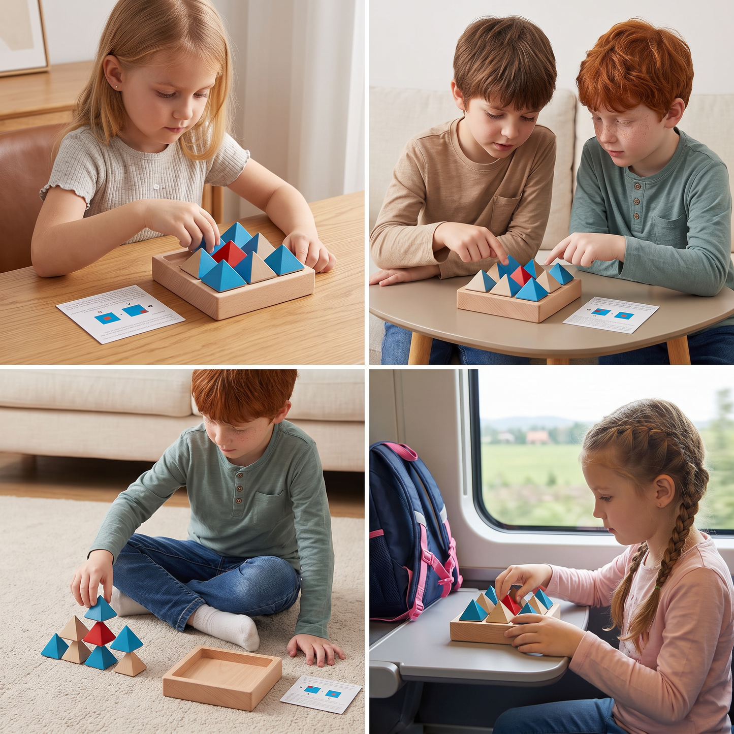 Wooden Geometric Pattern Puzzle – Logic & Spatial Thinking Game
