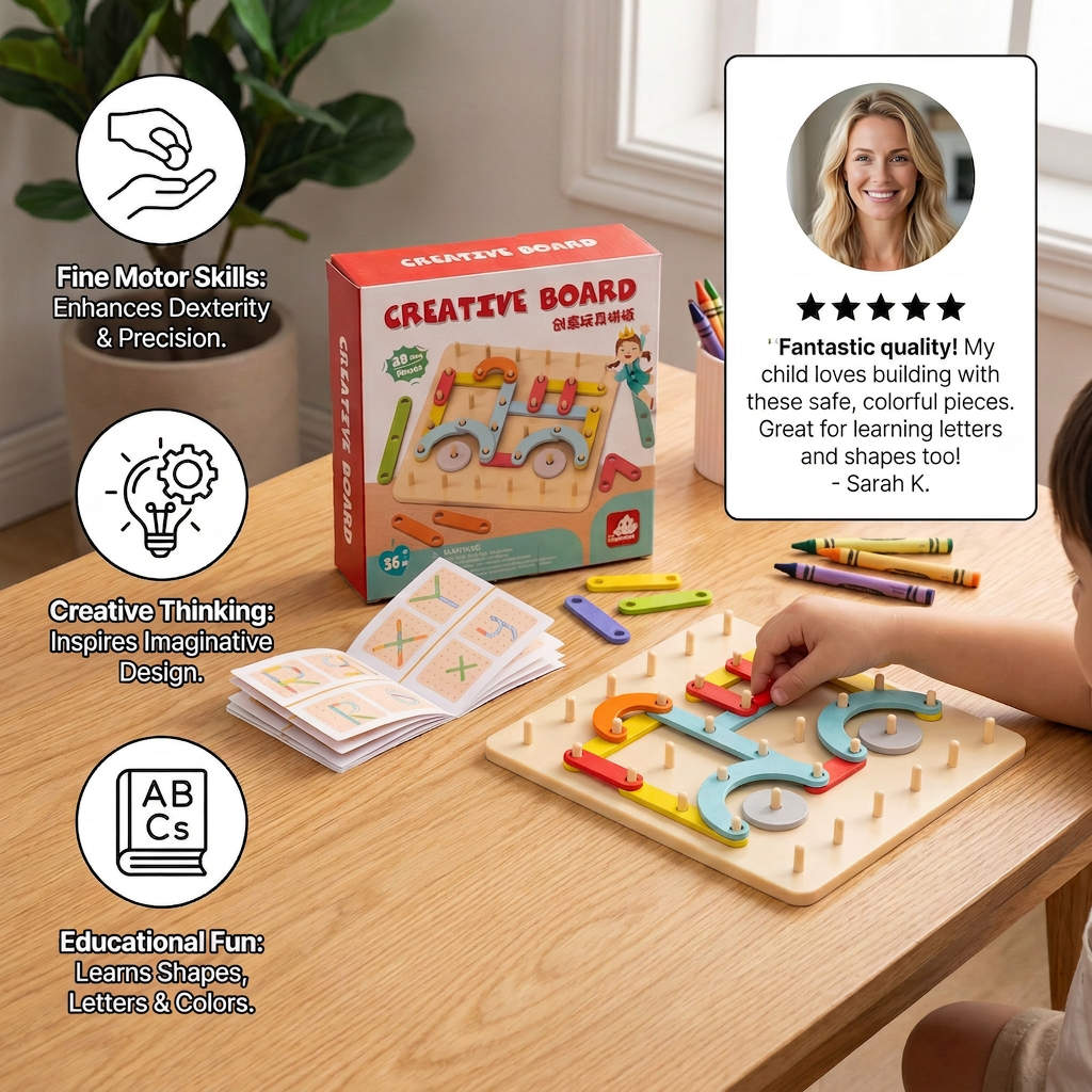Creative Montessori wooden nail puzzle toy