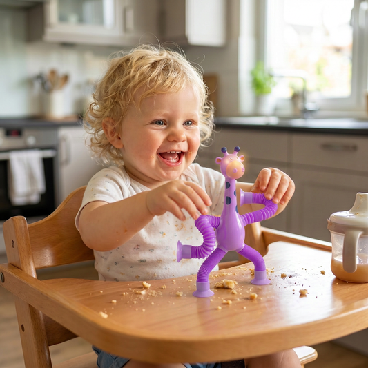 Sensory suction cup giraffe baby toy