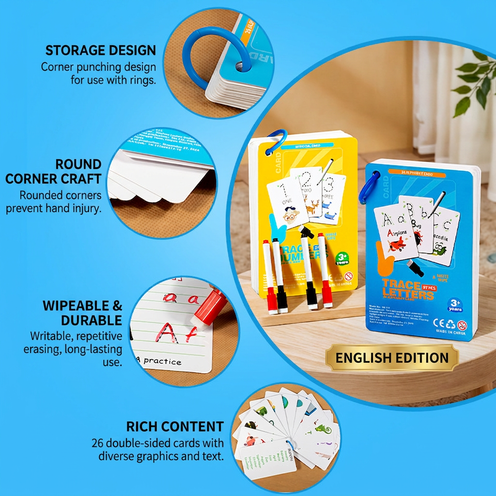 Reusable number and letter tracing book for children