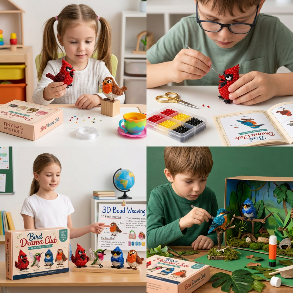 3D Beaded Animal Craft Kit – DIY Mini Bead Art Set for Beginners