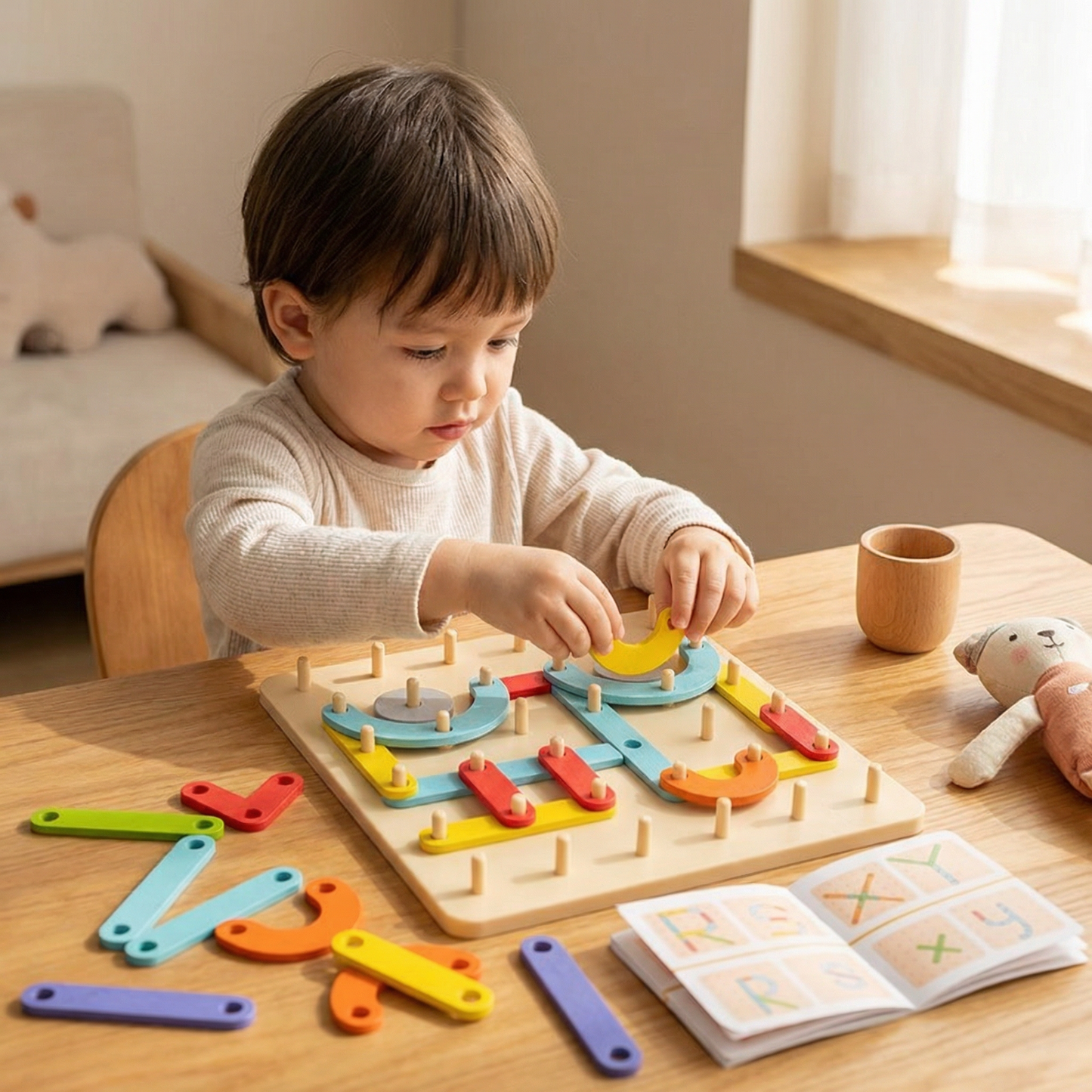 Creative Montessori wooden nail puzzle toy