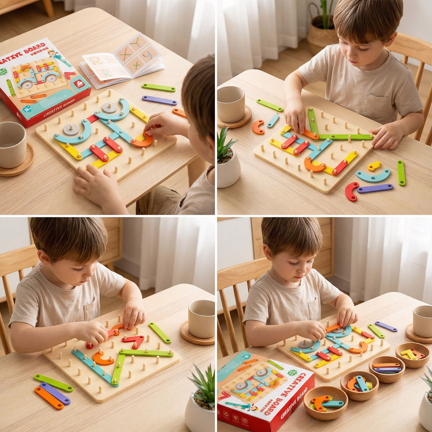 Creative Montessori wooden nail puzzle toy