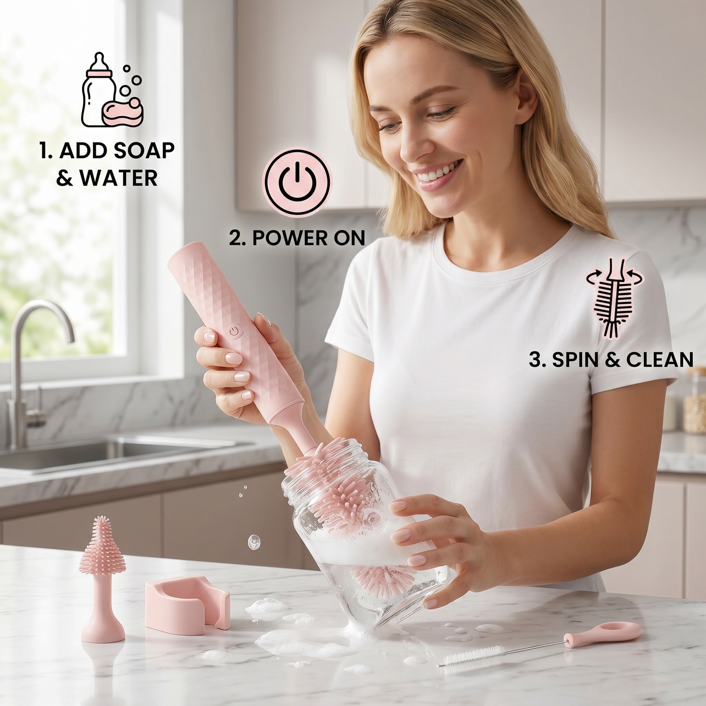 BottleClean - Electric Baby Bottle Cleaner Set