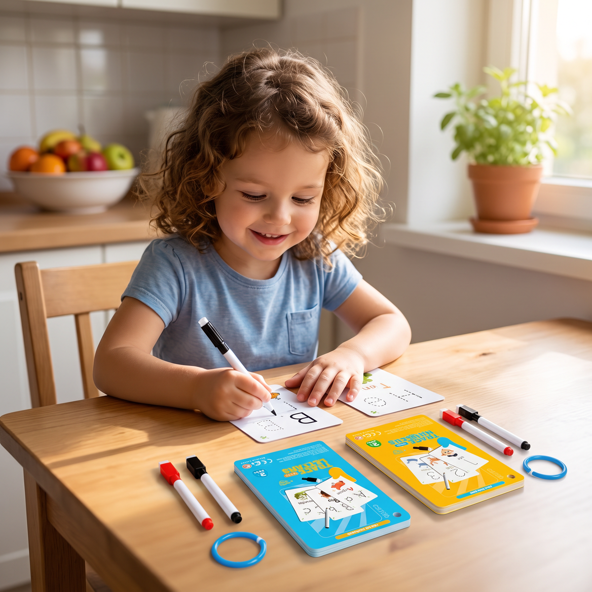 Reusable number and letter tracing book for children