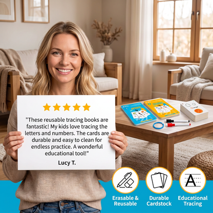 Reusable number and letter tracing book for children