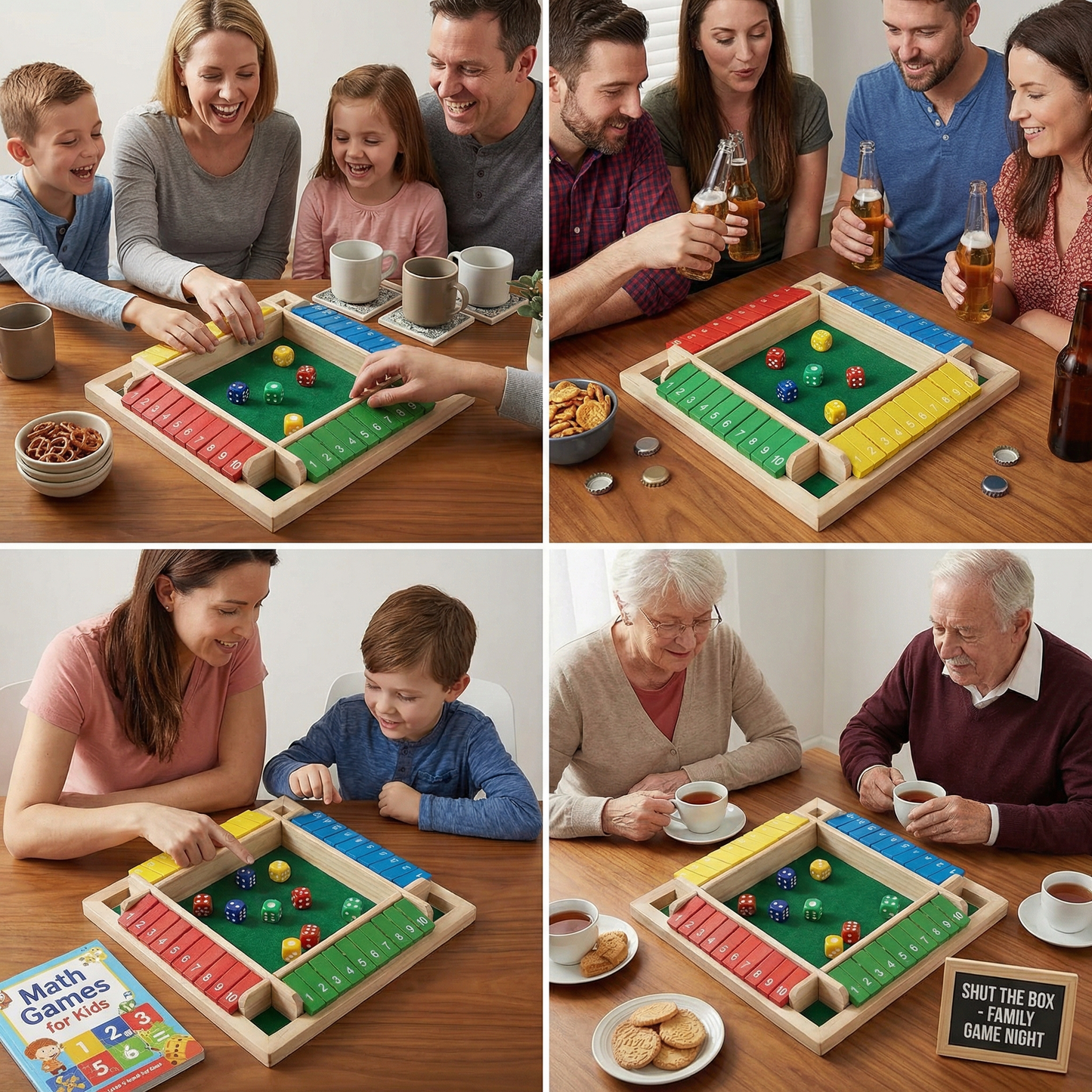 ShutTheBox Family Game 4 Player Set