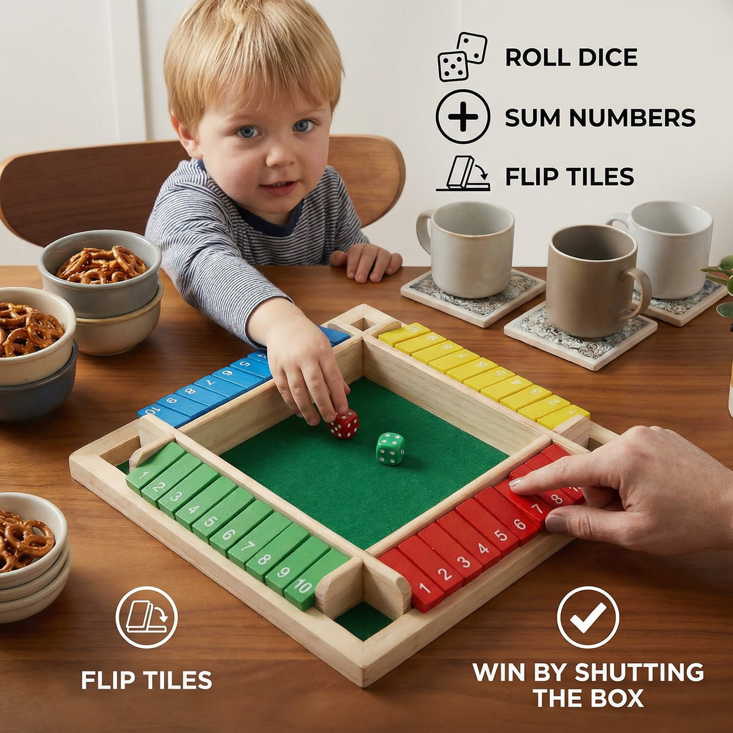 ShutTheBox Family Game 4 Player Set