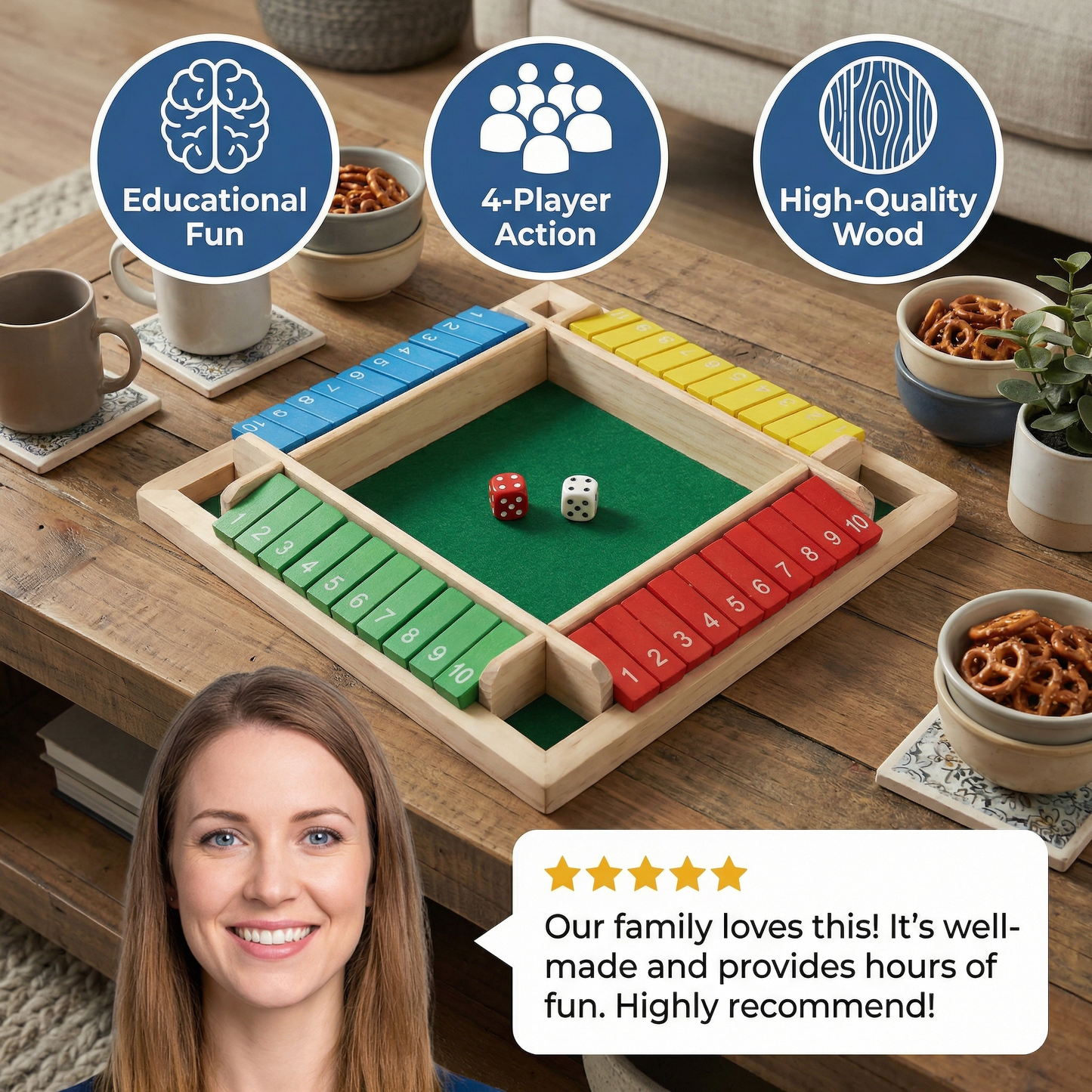 ShutTheBox Family Game 4 Player Set